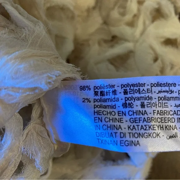 ZARA Cream Open Knit Chiffon Rosette Rose Floral Cropped Jacket Bolero NWT - Picture 8 of 11